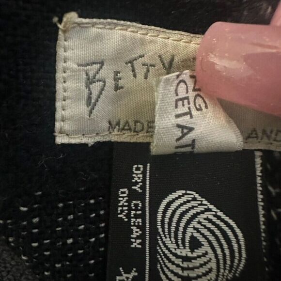 Vintage‎ Betty Jackson Plaid Crop Wool Blazer Women's 10 Black Whimsical Goth - Picture 6 of 7